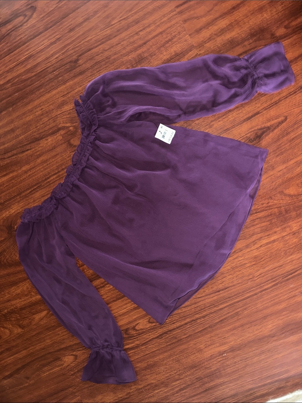 BNWT INC International Concepts Purple Off-Shoulder Sheer Blouse